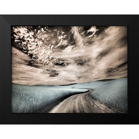 USA-Washington State-Palouse region-winding backcountry road through wheat fields Black Modern Wood Framed Art Print by Eggers, Terry