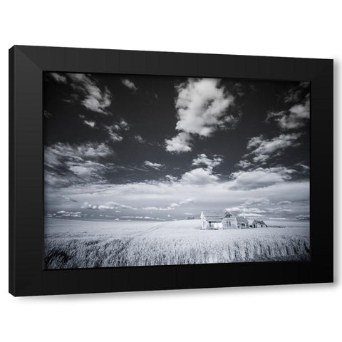 USA-Washington State-Palouse Infrared of old homestead with special clouds Black Modern Wood Framed Art Print by Eggers, Terry