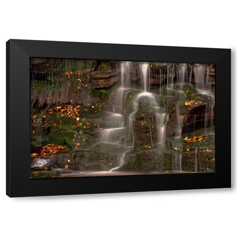 WV, Blackwater Falls Waterfall on rock face Black Modern Wood Framed Art Print by OBrien, Jay