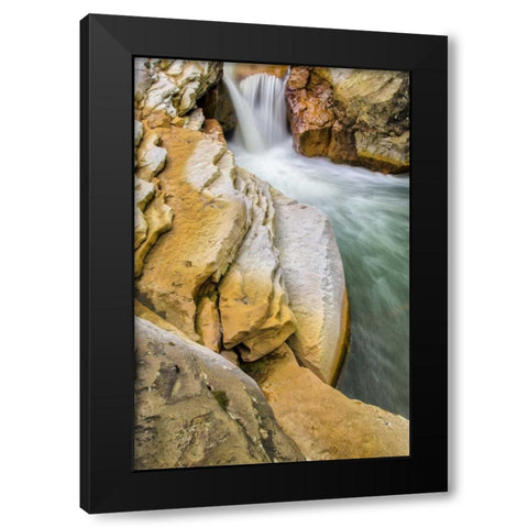 West Virginia, Thomas Close-up of Douglas Falls Black Modern Wood Framed Art Print with Double Matting by OBrien, Jay