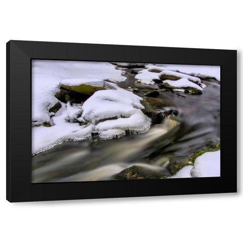 West Virginia, Blackwater Falls Flowing stream Black Modern Wood Framed Art Print with Double Matting by OBrien, Jay
