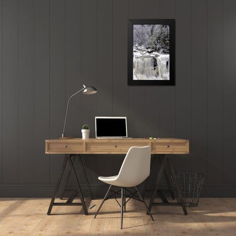 West Virginia Waterfall in winter landscape Black Modern Wood Framed Art Print by OBrien, Jay