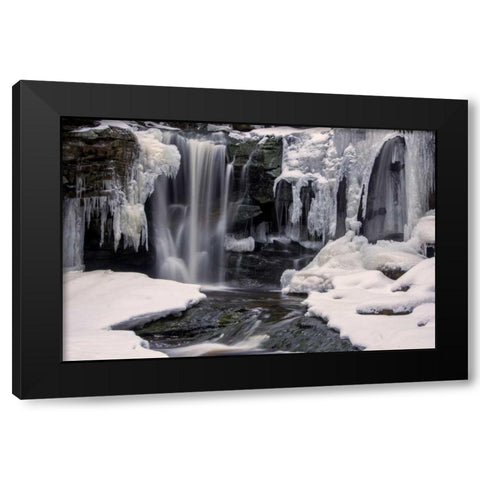 West Virginia, Blackwater Falls Frozen waterfall Black Modern Wood Framed Art Print by OBrien, Jay
