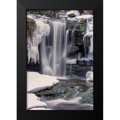 West Virginia, Blackwater Falls Frozen waterfall Black Modern Wood Framed Art Print by OBrien, Jay