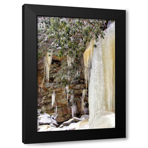 West Virginia, Blackwater Falls Frozen waterfall Black Modern Wood Framed Art Print with Double Matting by OBrien, Jay