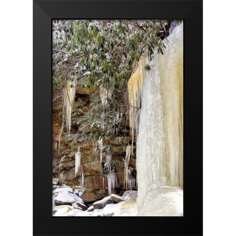 West Virginia, Blackwater Falls Frozen waterfall Black Modern Wood Framed Art Print by OBrien, Jay