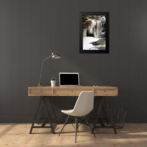 West Virginia, Blackwater Falls Frozen waterfall Black Modern Wood Framed Art Print by OBrien, Jay