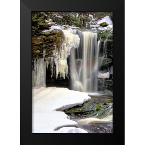 West Virginia, Blackwater Falls Frozen waterfall Black Modern Wood Framed Art Print by OBrien, Jay