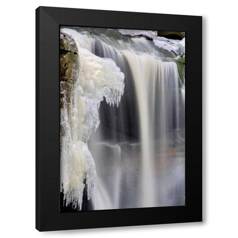 West Virginia, Blackwater Falls Frozen waterfall Black Modern Wood Framed Art Print with Double Matting by OBrien, Jay