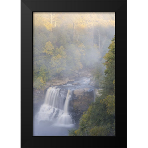 USA-West Virginia-Davis Overview of waterfall in Blackwater State Park Black Modern Wood Framed Art Print by Jaynes Gallery