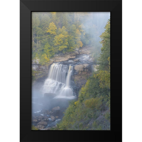 USA-West Virginia-Davis Overview of waterfall in Blackwater State Park Black Modern Wood Framed Art Print by Jaynes Gallery