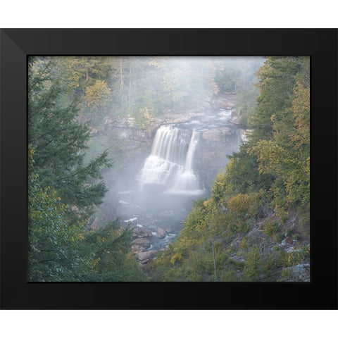 USA-West Virginia-Davis Overview of waterfall in Blackwater State Park Black Modern Wood Framed Art Print by Jaynes Gallery