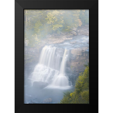 USA-West Virginia-Davis Overview of waterfall in Blackwater State Park Black Modern Wood Framed Art Print by Jaynes Gallery