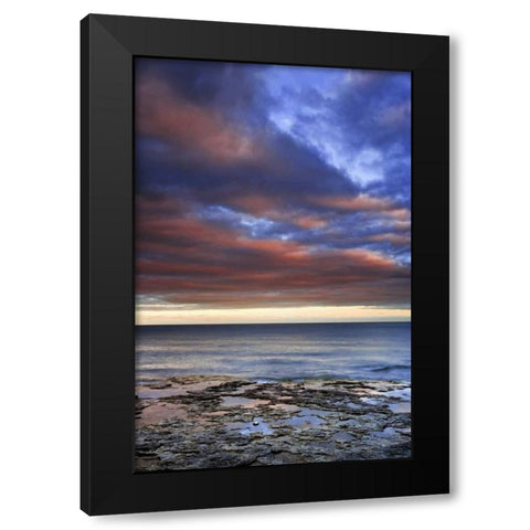 Wisconsin Sunrise on clouds over Lake Michigan Black Modern Wood Framed Art Print by Flaherty, Dennis