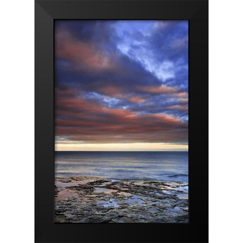 Wisconsin Sunrise on clouds over Lake Michigan Black Modern Wood Framed Art Print by Flaherty, Dennis