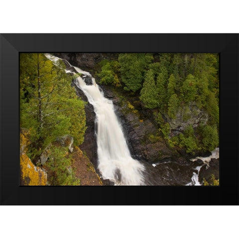Wisconsin, Pattison SP Big Manitou Falls Black Modern Wood Framed Art Print by Grall, Don