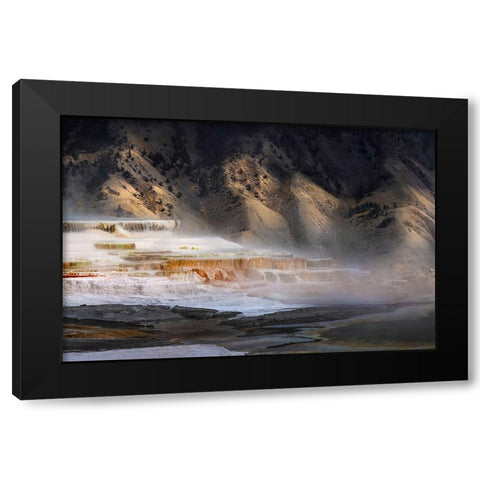 Colorful terrace-Canary Spring-Mammoth Hot Springs-Yellowstone National Park-Wyoming Black Modern Wood Framed Art Print with Double Matting by Jones, Adam