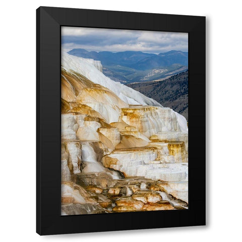 Colorful terrace-Canary Spring-Mammoth Hot Springs-Yellowstone National Park-Wyoming Black Modern Wood Framed Art Print by Jones, Adam
