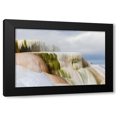 Colorful terrace-Canary Spring-Mammoth Hot Springs-Yellowstone National Park-Wyoming Black Modern Wood Framed Art Print by Jones, Adam