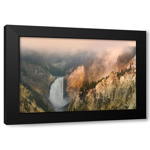 Lower Falls at sunrise from Artist Point-Yellowstone National Park-Wyoming Black Modern Wood Framed Art Print by Jones, Adam