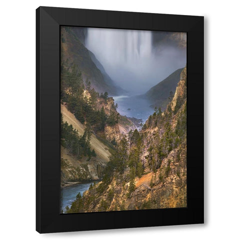 Lower Falls at sunrise from Artist Point-Yellowstone National Park-Wyoming Black Modern Wood Framed Art Print by Jones, Adam