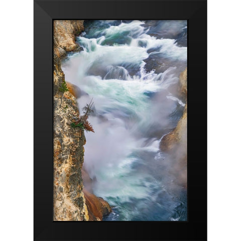 Yellowstone River at sunrise from Artist Point-Yellowstone National Park-Wyoming Black Modern Wood Framed Art Print by Jones, Adam