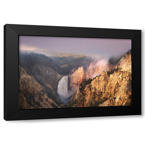 Lower Falls at sunrise from Artist Point-Yellowstone National Park-Wyoming Black Modern Wood Framed Art Print by Jones, Adam
