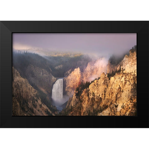Lower Falls at sunrise from Artist Point-Yellowstone National Park-Wyoming Black Modern Wood Framed Art Print by Jones, Adam