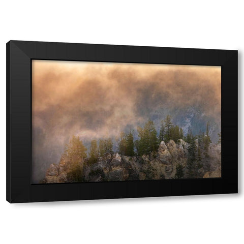 View from Artist Point at sunrise-Grand Canyon of Yellowstone-Yellowstone National Park-Wyoming Black Modern Wood Framed Art Print with Double Matting by Jones, Adam