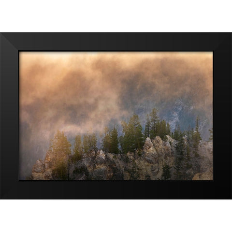 View from Artist Point at sunrise-Grand Canyon of Yellowstone-Yellowstone National Park-Wyoming Black Modern Wood Framed Art Print by Jones, Adam