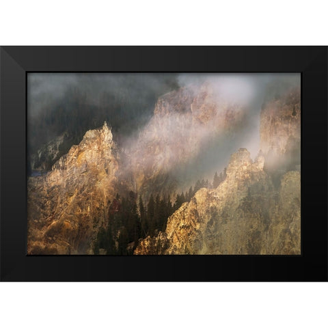 View from Artist Point at sunrise-Grand Canyon of Yellowstone-Yellowstone National Park-Wyoming Black Modern Wood Framed Art Print by Jones, Adam