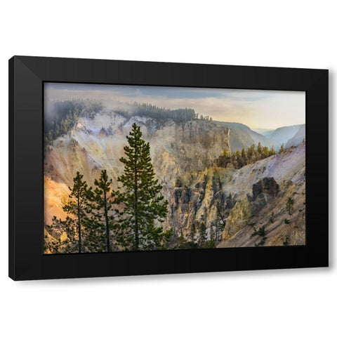 View from Artist Point at sunrise-Grand Canyon of Yellowstone-Yellowstone National Park-Wyoming Black Modern Wood Framed Art Print with Double Matting by Jones, Adam