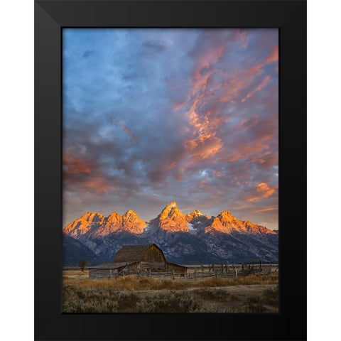 Historical Moulton barn at sunrise-Grand Teton National Park-Wyoming Black Modern Wood Framed Art Print by Jones, Adam