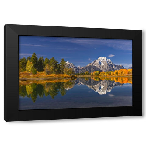 Autumn view of Mount Moran and Snake River-Grand Teton National Park-Wyoming Black Modern Wood Framed Art Print by Jones, Adam