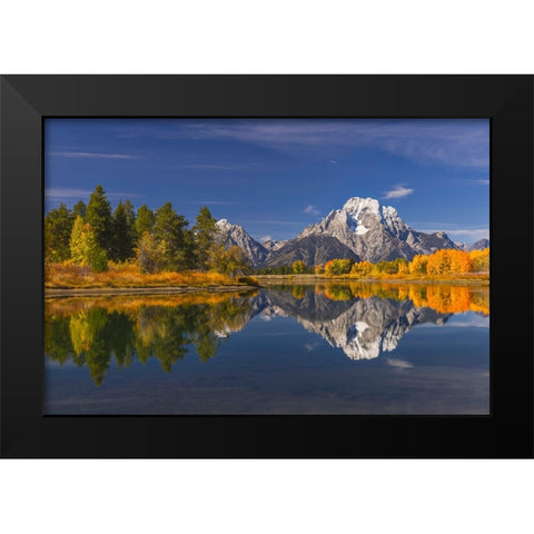 Autumn view of Mount Moran and Snake River-Grand Teton National Park-Wyoming Black Modern Wood Framed Art Print by Jones, Adam
