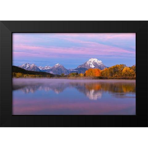 Autumn view of Mount Moran and Snake River-Grand Teton National Park-Wyoming Black Modern Wood Framed Art Print by Jones, Adam