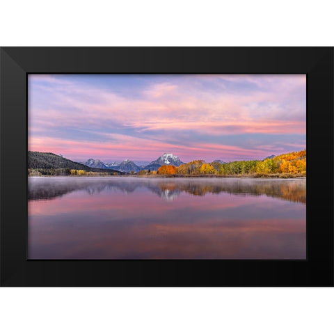 Autumn view of Mount Moran and Snake River-Grand Teton National Park-Wyoming Black Modern Wood Framed Art Print by Jones, Adam