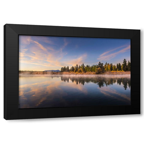 Tranquil autumn scene along Snake River-Grand Teton National Park-Wyoming Black Modern Wood Framed Art Print with Double Matting by Jones, Adam