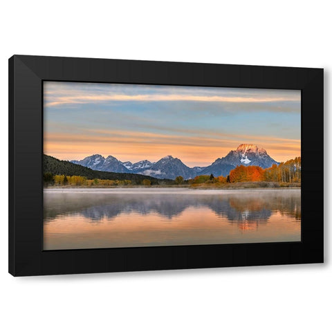 Autumn view of Mount Moran and Snake River-Grand Teton National Park-Wyoming Black Modern Wood Framed Art Print by Jones, Adam