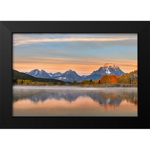 Autumn view of Mount Moran and Snake River-Grand Teton National Park-Wyoming Black Modern Wood Framed Art Print by Jones, Adam