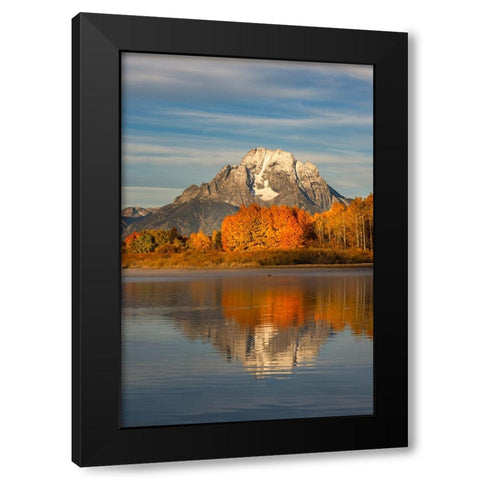 Autumn view of Mount Moran and Snake River-Grand Teton National Park-Wyoming Black Modern Wood Framed Art Print by Jones, Adam