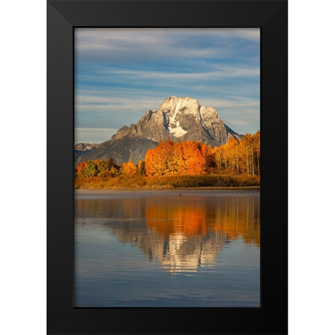 Autumn view of Mount Moran and Snake River-Grand Teton National Park-Wyoming Black Modern Wood Framed Art Print by Jones, Adam