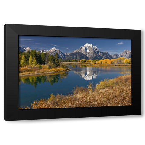 Autumn view of Mount Moran and Snake River-Grand Teton National Park-Wyoming Black Modern Wood Framed Art Print with Double Matting by Jones, Adam