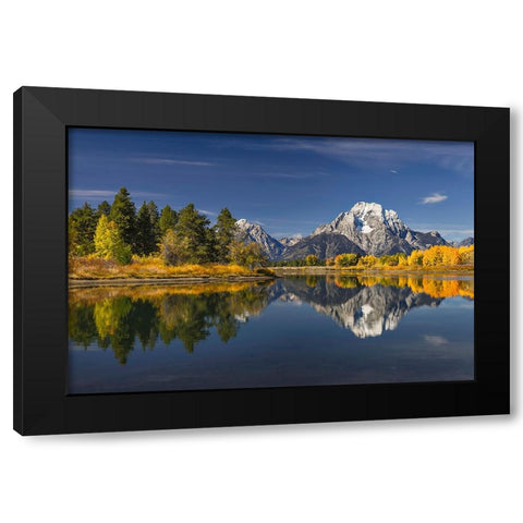 Autumn view of Mount Moran and Snake River-Grand Teton National Park-Wyoming Black Modern Wood Framed Art Print by Jones, Adam