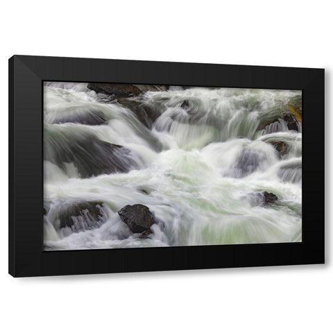 Flowing water in Firehole River-Yellowstone National Park-Wyoming Black Modern Wood Framed Art Print by Jones, Adam