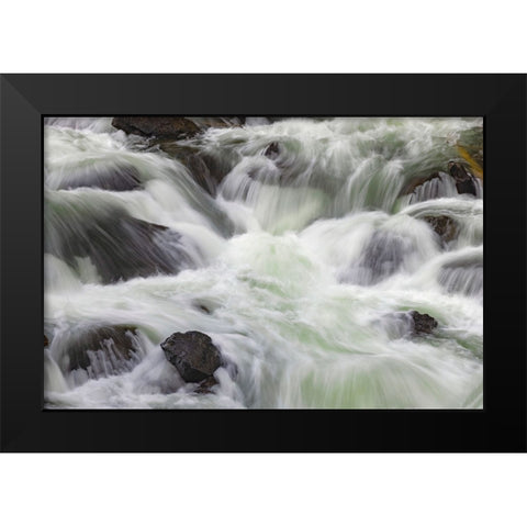 Flowing water in Firehole River-Yellowstone National Park-Wyoming Black Modern Wood Framed Art Print by Jones, Adam