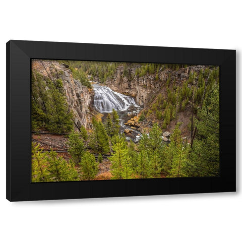 Gibbon Falls-Yellowstone National Park-Wyoming Black Modern Wood Framed Art Print by Jones, Adam