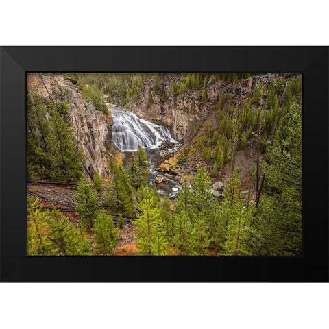 Gibbon Falls-Yellowstone National Park-Wyoming Black Modern Wood Framed Art Print by Jones, Adam