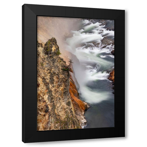 Turbulent water below Lower Falls-Grand Canyon of the Yellowstone-Yellowstone National Park-Wyoming Black Modern Wood Framed Art Print by Jones, Adam