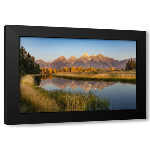 Teton Range from Schwabacher Landing-Grand Teton National Park-Wyoming Black Modern Wood Framed Art Print by Jones, Adam